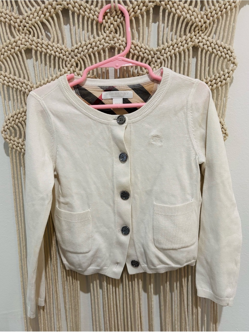 Burberry Girls' Cream Button-Front Cardigan